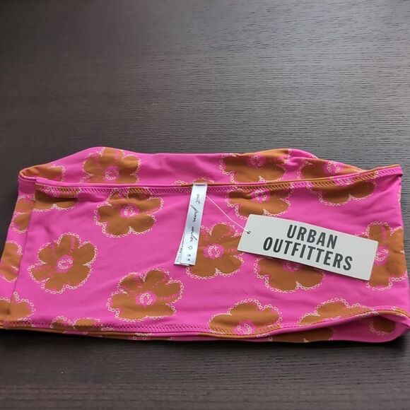 Swim bandeau bikini top size M hot pink floral nwt - Picture 2 of 3